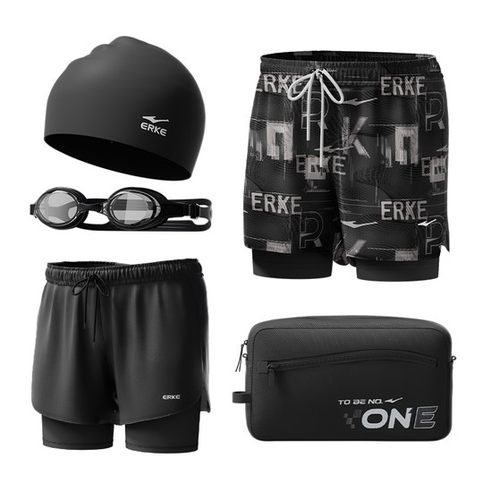 Hongxingerke double-layer anti-embarrassing men's swimming trousers