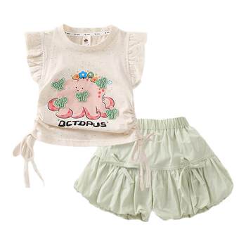 Girls summer suit 2026 new baby style super nice-looking shorts two-piece set korean thin children's summer clothing