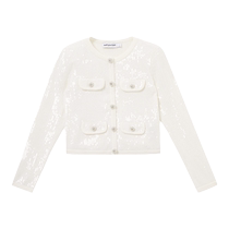self-portrait 2024 spring and summer new style pure white exquisite round neck elegant long-sleeved top jacket