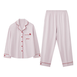 pajamas ຖົ່ວແດງສໍາລັບແມ່ຍິງ 2024 ຮູບແບບໃຫມ່ຝ້າຍບໍລິສຸດ antibacterial ພາກຮຽນ spring ແລະດູໃບໄມ້ລົ່ນ trousers ແຂນຍາວດູໃບໄມ້ລົ່ນສາມາດ worn ຢູ່ນອກຊຸດເຄື່ອງນຸ່ງເຮືອນຂອງແມ່ຍິງ