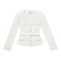 self-portrait 2023 autumn and winter ivory elegant temperament V-neck buttoned long-sleeved jacket top