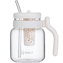Jianxi glass cup for women 2024 new water cup large capacity tea cup tea water separation high appearance straw cup