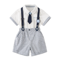 David Bella Childrens Suit 2024 New Summer Clothes Boys Overalls Two-piece Set Baby Boy Gentleman Style