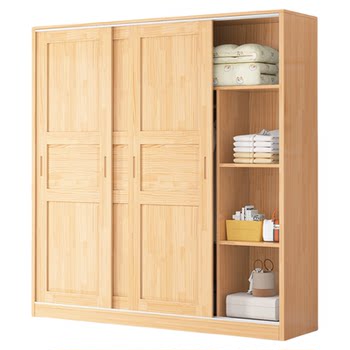 Fully solid wood wardrobe household bedroom sliding door