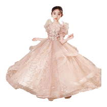 Girls dress light luxury niche high-end flower girl princess dress children small host piano performance costume summer