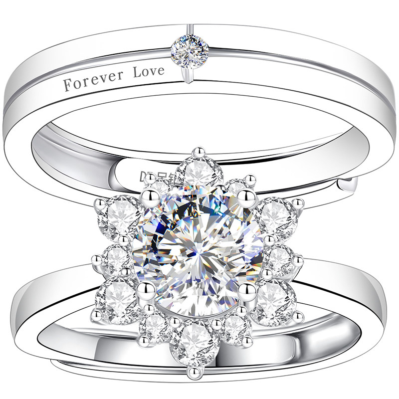 Pair of rings from the same style from big brands at the counter