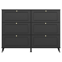 American solid wood rattan ultra-thin shoe cabinet at home entrance black tipping shoe cabinet entrance cabinet integrated entrance door extremely narrow
