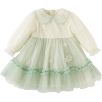 David Bella Girls National Style Mesh Skirt 2024 Autumn New Style Childrens Style Dress Girls Princess Skirt