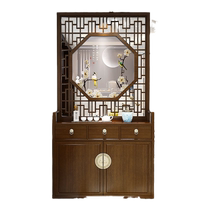 Mengshu Muyu new Chinese style solid wood entrance partition double-sided screen shoe cabinet simple modern block decoration home