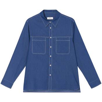 Autumn topstitched denim long-sleeved shirt men's shirt jacket