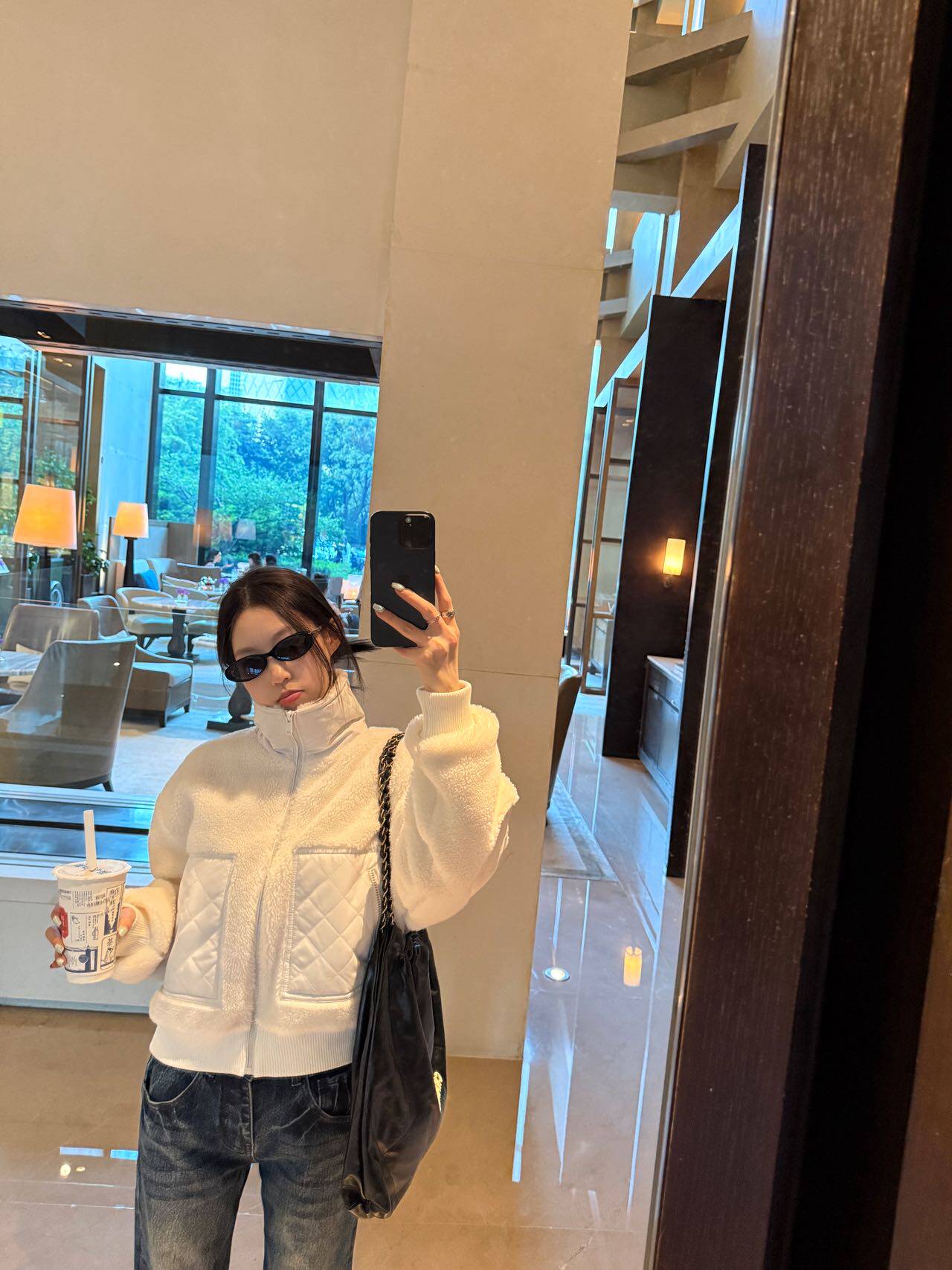 Oker เสื้อโค้ทผ้าวูลผสมขนแกะ คอตั้งแท้ ดีไซน์แผ่นปะ ทรงหลวม สไตล์เกาหลี รุ่นใหม่ฤดูหนาว A1233