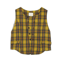 EIN literary retro plaid double-breasted casual slim commuting vest womens 24 autumn new style