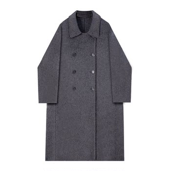 Mid-length wool coat, loose and versatile for autumn and winter
