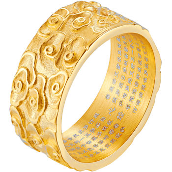 Xiangyun Heart Sutra Ring Men's trendy Retro Chinese Style Titanium Steel ແຫວນດ່ຽວ Personalized National Trend Buddha Ring Ancient Style Jewelry