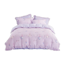 Rolaie Home Textiles Children Girls All-хлопка Pure-хлопка Четыре Штуки Обложка Постельное Белье Мультяшная