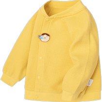 Mini Balabala Spring New Waffle Jacket for Boys and Girls Baby Cotton Loose Baseball Jacket