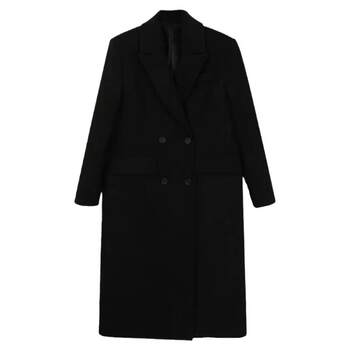 Cotton thickened tweed coat women's long woolen jacket