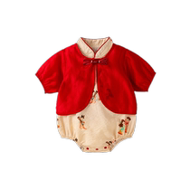 Baby clothes summer newborn baby girl one-month-old one-year-old dress national style bag suit summer dress