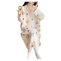 Jing Unicorn Gauze Money Breastfeeding Sleeping Dress Pure Cotton Summer front opening to produce pregnant woman nepotism month Pregnancy Month to Baby Dress