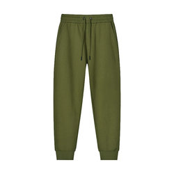 ກາງຄືນຊ້ໍາສີຂຽວ heavyweight pure cotton sweatpants men's terry cloth loose leggings military green sports leg casual pants for men and women