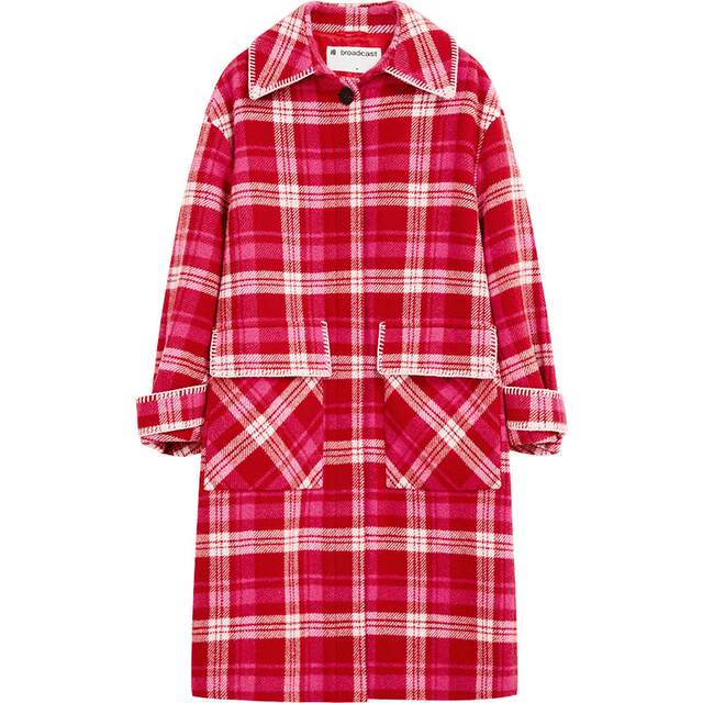 Spread 100% wool shirt collar plaid wool jacket