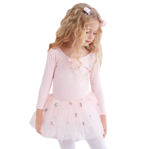 Childrens dance clothing girls autumn and winter long-sleeved ballet skirts one-piece exercise clothing childrens Chinese dance performance clothing