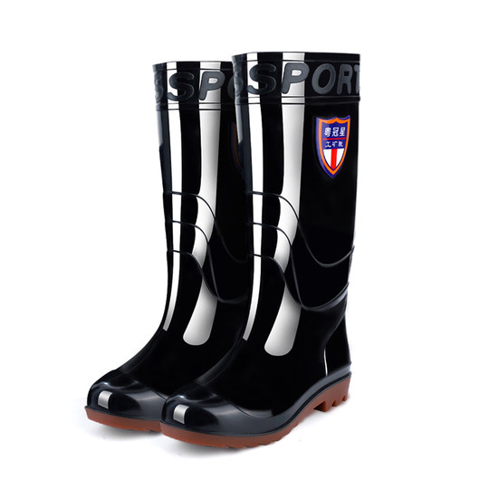 Мужские износостойкие резиновые сапоги на сухожильной подошве с высокой трубкой и утолщенной защитой труда.