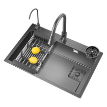 Oaks 1566 kitchen sink side drainage large single tank household nano 304 stainless steel sink dishwashing tank