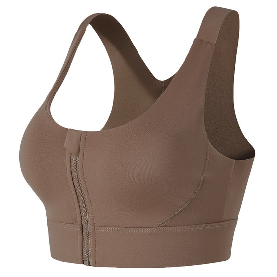 Fitness girl high -intensity sports underwear running shock -proof integrated anti -drooping big chest gathered chest zipper