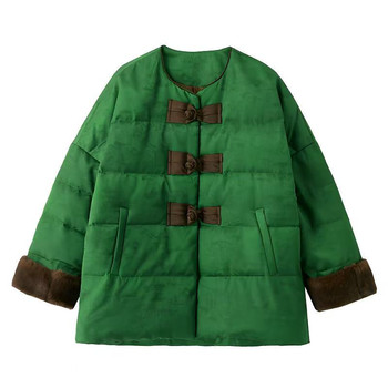 New Chinese-Style National Style Buttoned Cotton Coat for Women, Autumn and Winter New Style, Elegant Mother's Clothing, Slimming Cotton Coat, Mid-Length Elegant Cotton Jacket