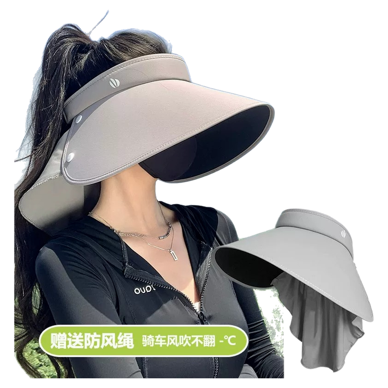 防晒帽大帽檐夏季遮阳女2026新款户外防紫外线披肩一体护颈空顶帽