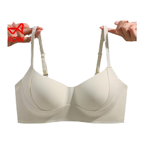Catman Seamless Underwear Womens Small Breast Gathering and Enlarging Top Support to Prevent Sagging Side Breast Retraction Wireless Thin Bra