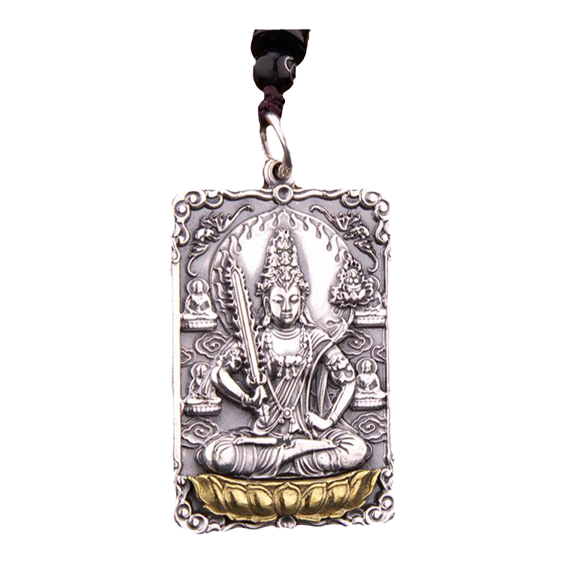 999純銀本命佛吊墜男復古十二生肖護身符普賢千手觀音佛牌項鏈