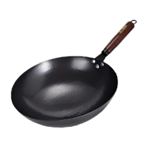 Zhangqiu Iron Pan Pure Handmade Forged the old round bottom iron pan Home without coating Iron pan gas oven applicable 32cm pan