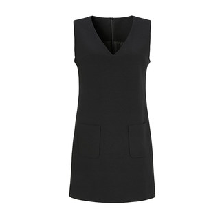 【商场同款】曼德诗黑色连衣裙2025秋季新品V领通勤简约无袖背心