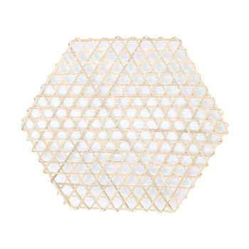 Handmade bamboo weaving hexagonal hotel supplies anti-stick placemat
