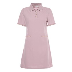 Baitu short-sleeved pink POLO collar dress casual loose petite guard skirt 2024 spring new skirt