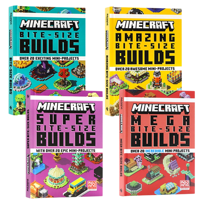 Minecraft Bite Size Builds 英文原版书籍 Minecraft书我的世界20个迷你建筑5册合售青少年儿童游戏官方创意 ...