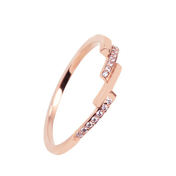 ສະບັບພາສາເກົາຫຼີຂອງ titanium steel plated 18K rose gold micro-encrusted zirconium ring tail ring personalized women index fingerring gift