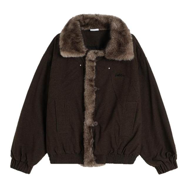 NOPASS fur collar workwear mountain carving cotton clothing