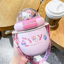 Upscale Childrens insulated cup girl cute cute cute Katie cat water glass student to carry high face value net red straw