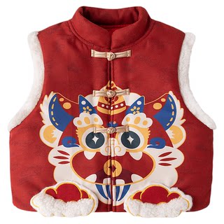 嘟嘟家宝宝冬季马甲儿童拜年服立体女童马夹年装男童红色新年衣服