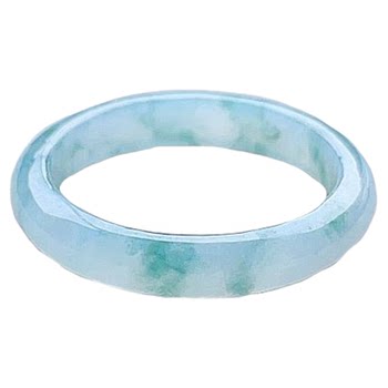 Natural jade ring milky white floating spinach green jade ring
