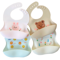 Bavoirs en silicone pour bébé bavoirs ours poches pour manger pour bébé mâle et femelle poches de salive de complément alimentaire pour enfants artefacts imperméables et anti-salissures