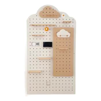 Solid wood hole board custom display storage rack wooden storage wall hanging board entrance entrance door shape decoration