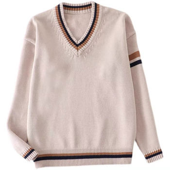 Autumn ins hong kong style color-blocked v-neck sweater sweater men's loose sweater student trendy personalized japanese jacket Autumn ins hong kong style color-blocked v-neck sweater sweater men's loose sweater student trendy personalized japanese jacket