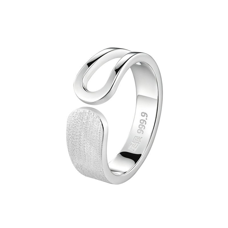 Bracelet Master Half Window Pure Silver 9999 Pure Silver Ring for Women Simple, Versatile, Fashionable and High-end Gift Geometric Silver Ring