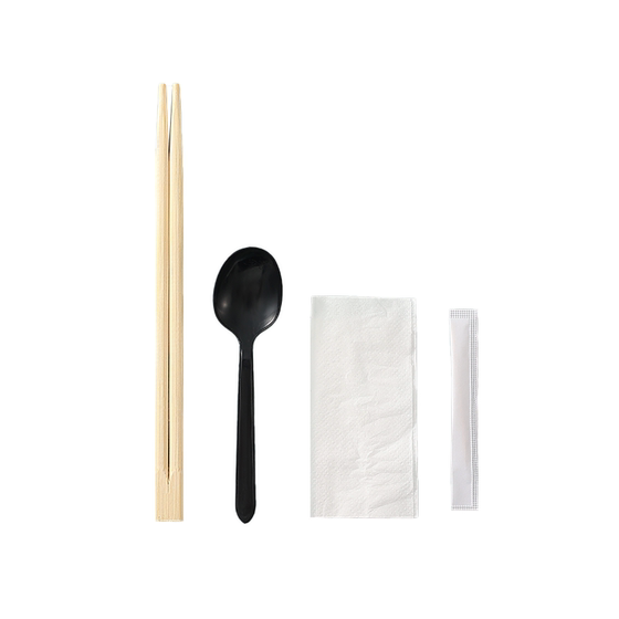 Disposable chopsticks four -piece takeaway tableware, tableware, spoon set, three -piece restaurant commercial couple in a certain system