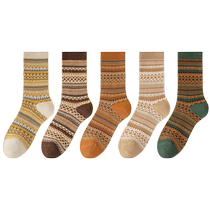 Catman Socks Womens 2024 Spring and Autumn Cotton Socks Mid-Tube Socks Retro Style Womens Boneless Pile Sweat-absorbent and Deodorant Stockings