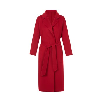 Lime rhine elegant cashmere lapel waist belt double-sided woolen long coat autumn and winter loose silhouette jacket